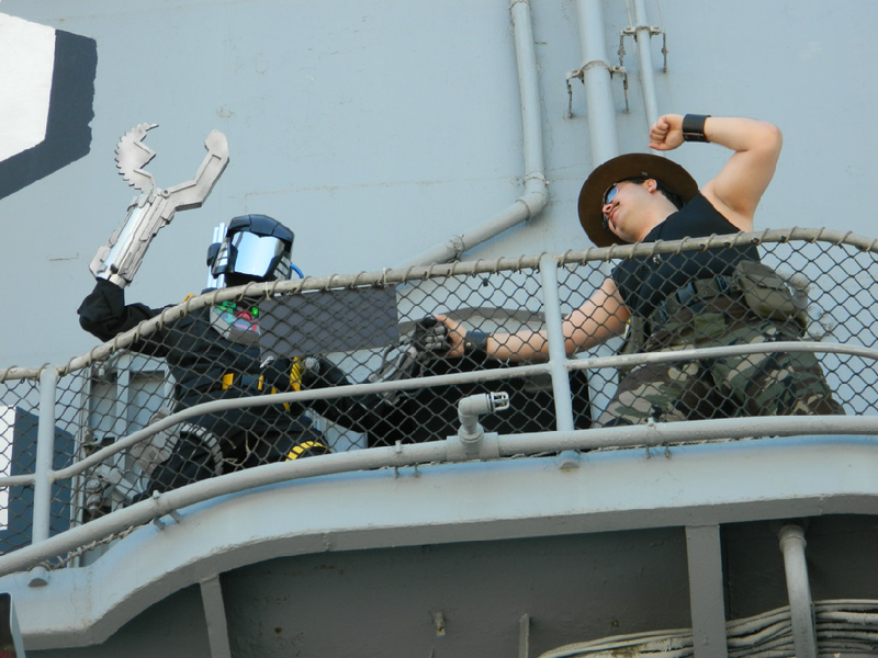 Illustration for article titled Seriously Amazing (and Funny) G.I. Joe Cosplay on a Real Aircraft Carrier